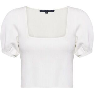 French Connection White Puff Short Sleeve Sweater